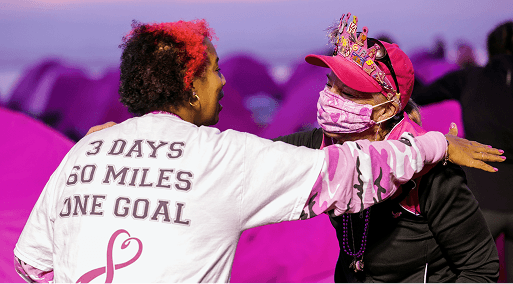 People raising awareness for breast cancer