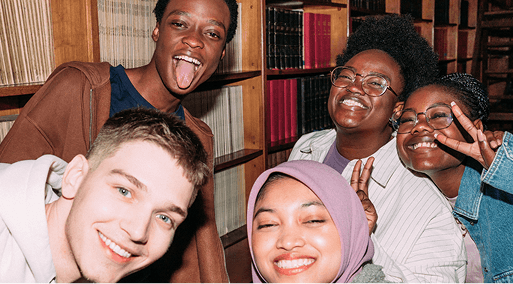 Students at the library