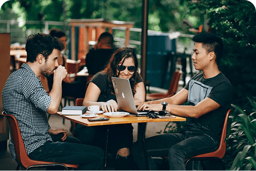 Students sitting at the library