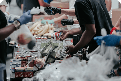 Volunteers at a food bank