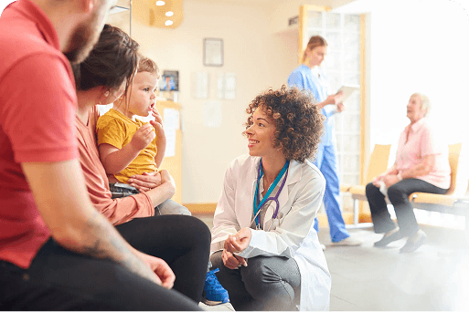 Doctor speaking with a family