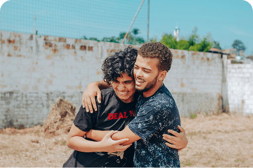 Friends hugging