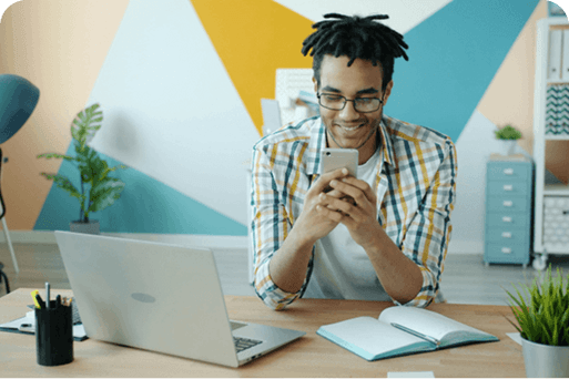 Student using a laptop