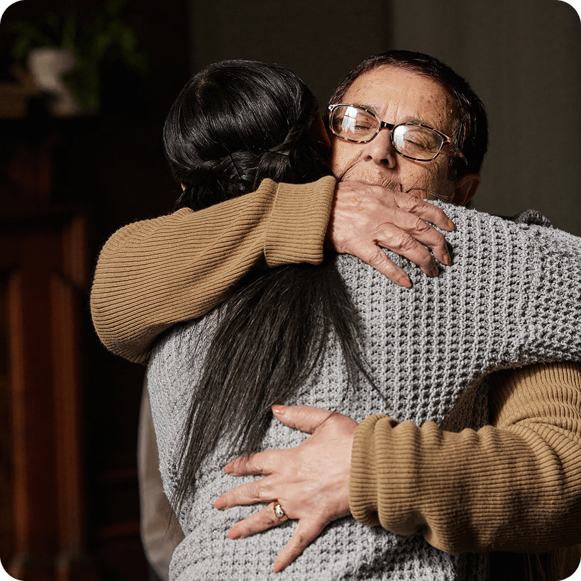 Family members hugging